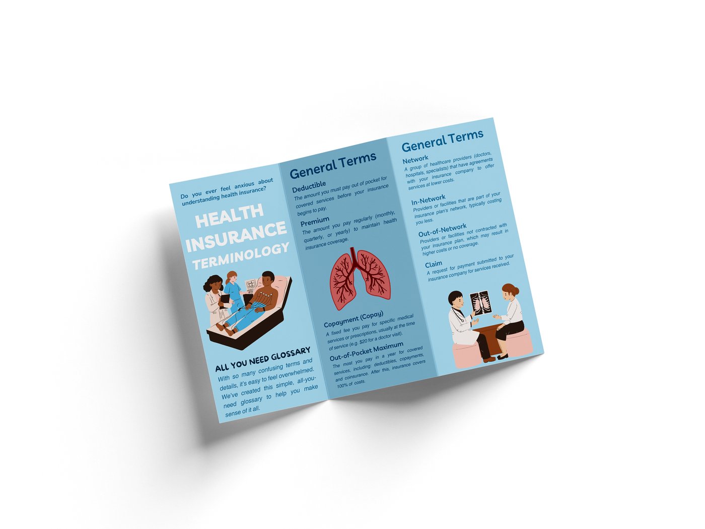 Healthcare literacy glossary pamphlet mockup